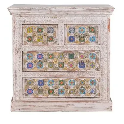 Awendaw 2+2 Drawer Chest - White Washed, Mango Wood image