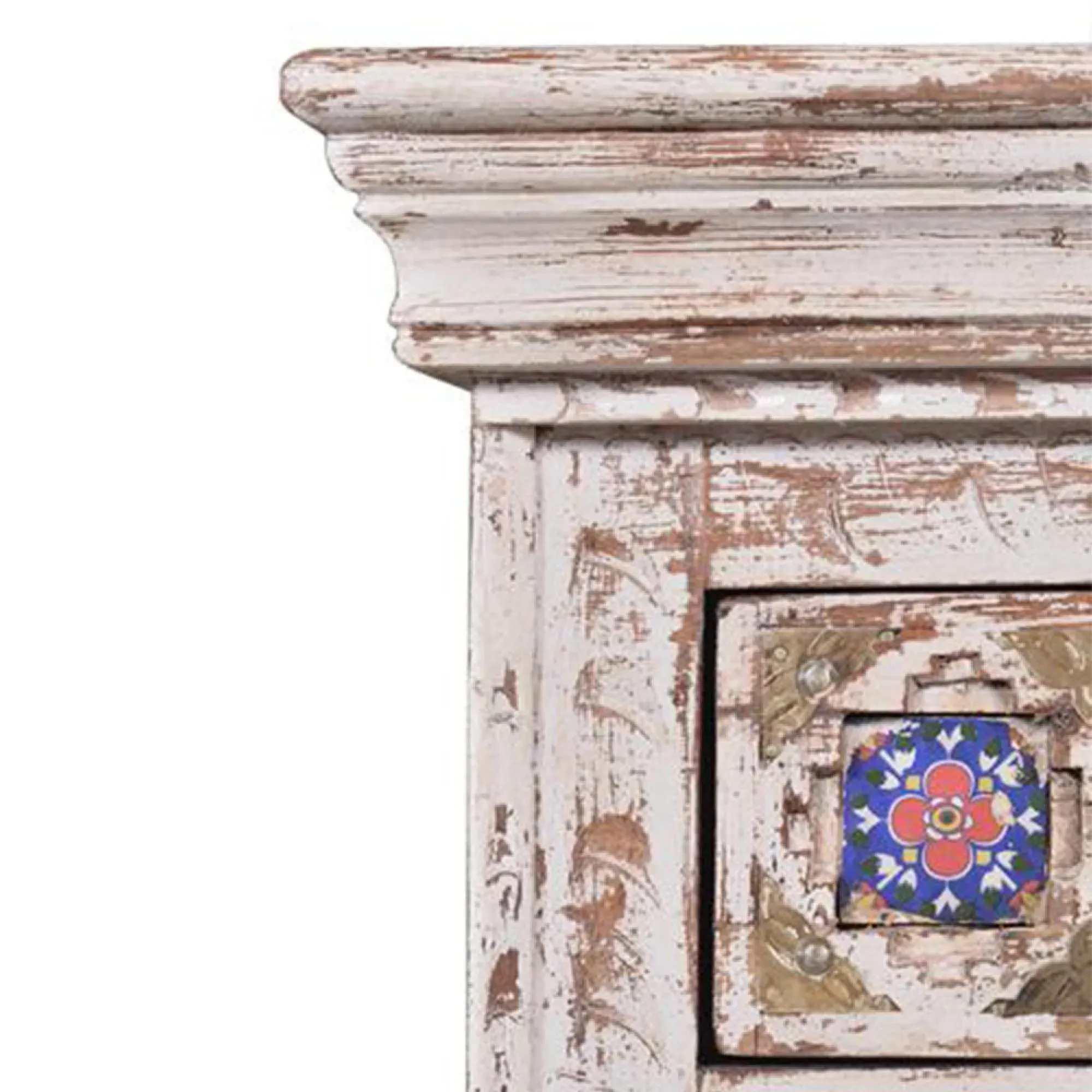 Awendaw 3 Drawer Bedside Cabinet - White Washed, Mango Wood