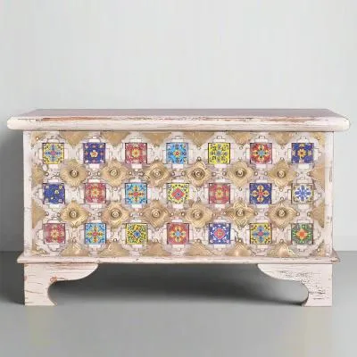 Awendaw Storage Trunk - White Washed, Mango Wood image