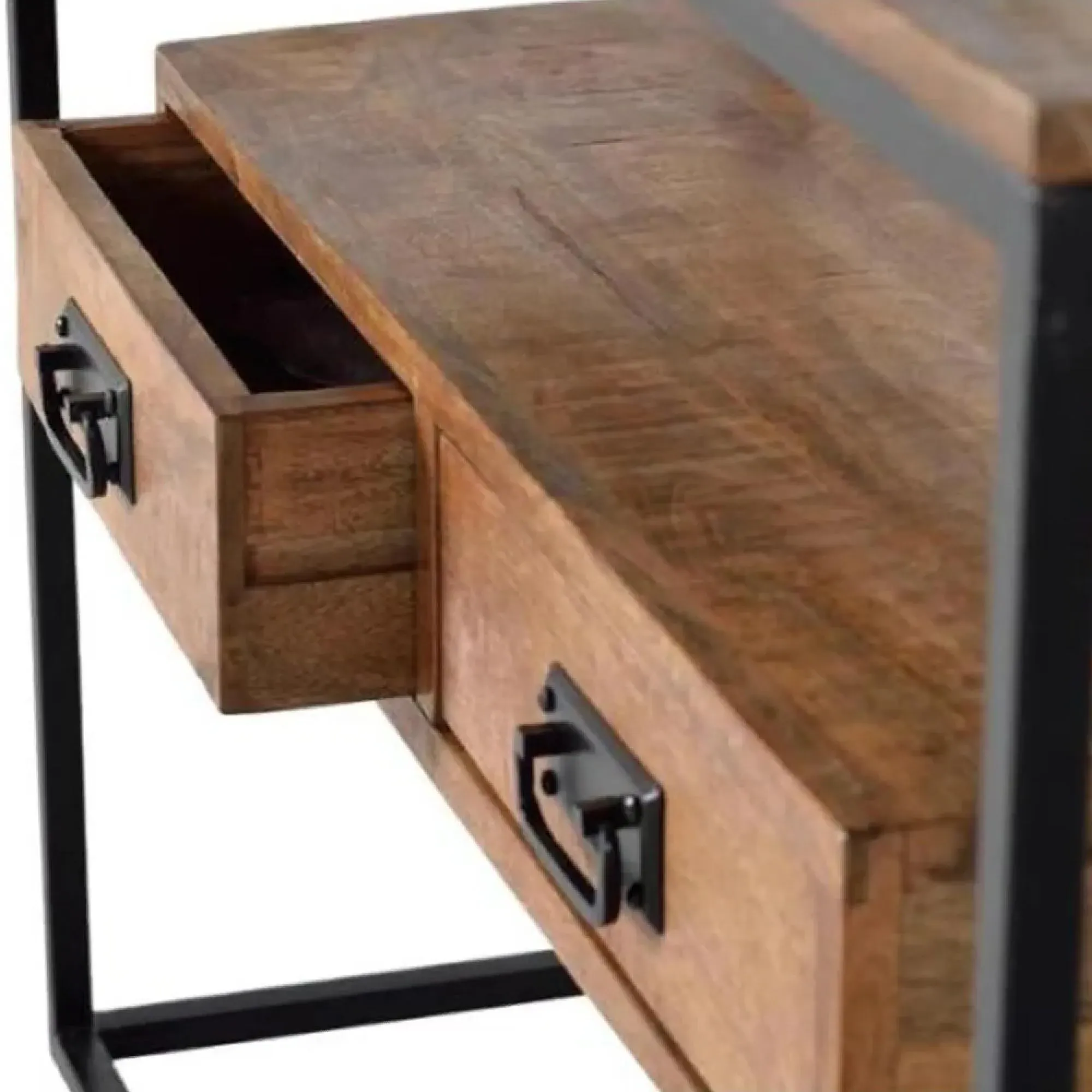Bergamo Industrial 2 Drawer Console Table - Mango Wood