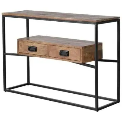 Bergamo Industrial 2 Drawer Console Table - Mango Wood