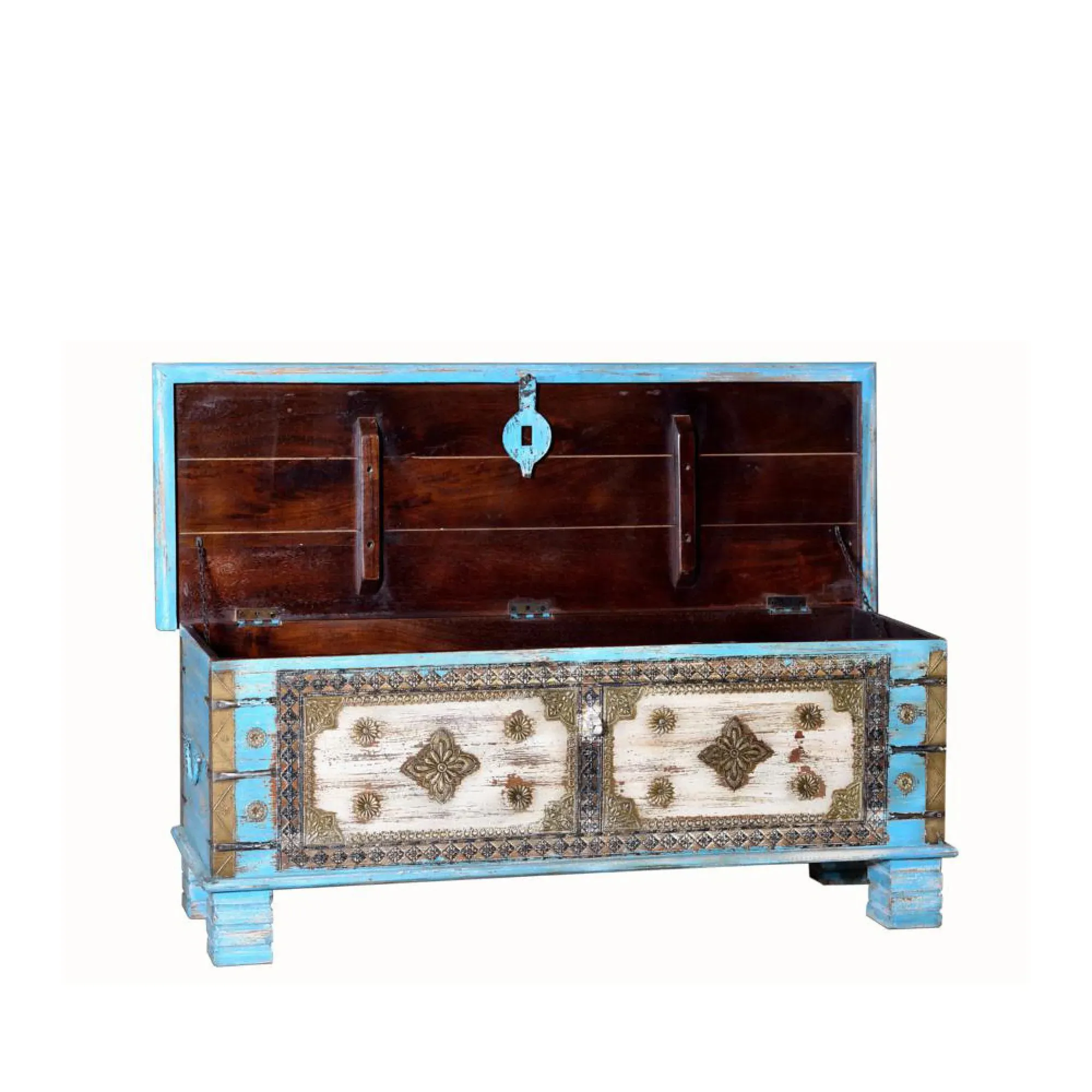Bergen Storage Trunk - Blue, Mango Wood