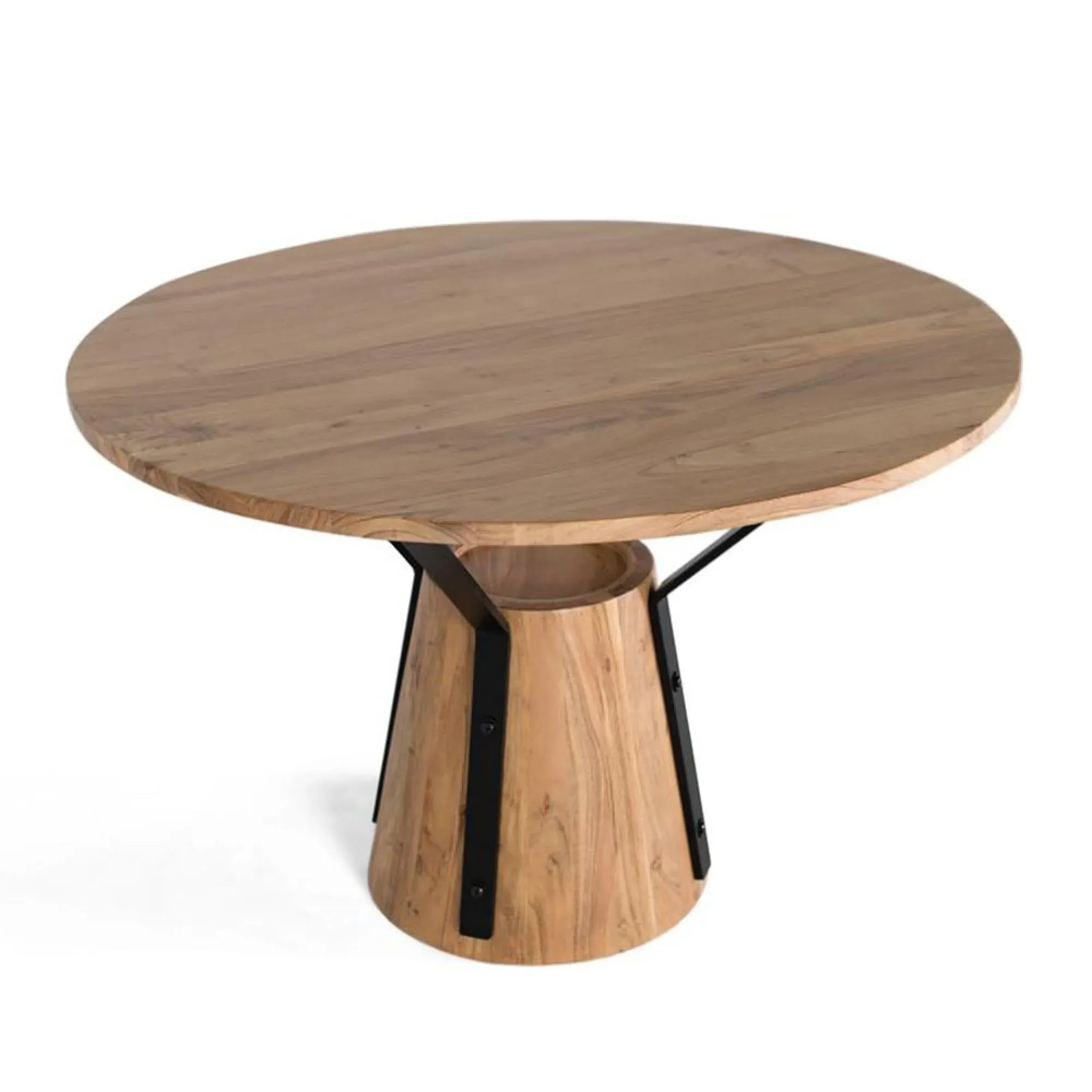 Bologna 4-Seater Round Pedestal Dining Table - Natural, Mango Wood