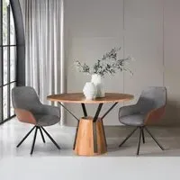 Bologna 4-Seater Round Pedestal Dining Table - Natural, Mango Wood