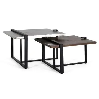 Bondemali Coffee Table Set of 2 - Aged White, Black image