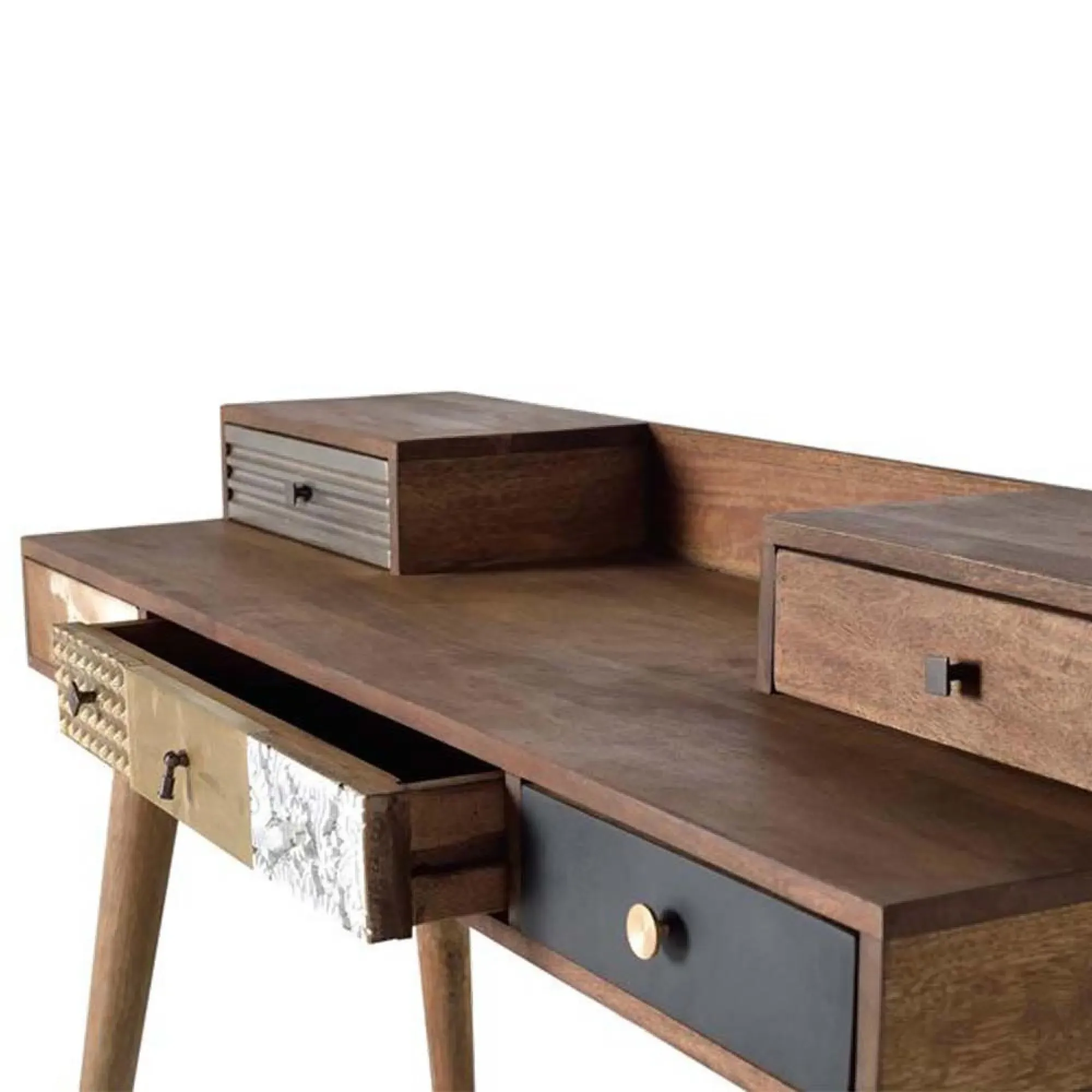 Bonham 5 Drawer Desk - Mango Wood