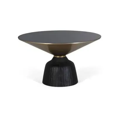 Brecon Round Coffee Table - Black, Glass image