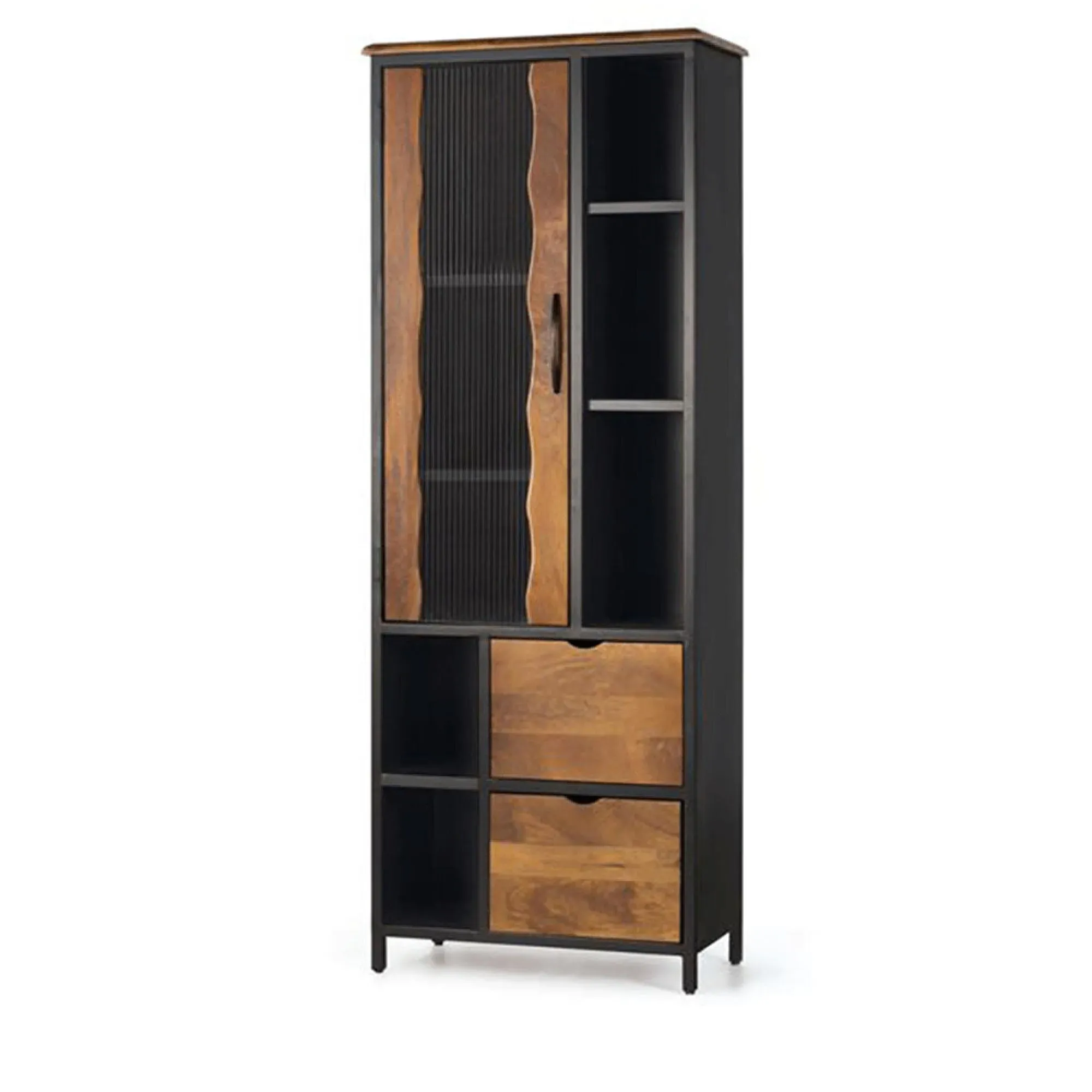 Brescia 1 Door Display Cabinet - Natural, Mango Wood
