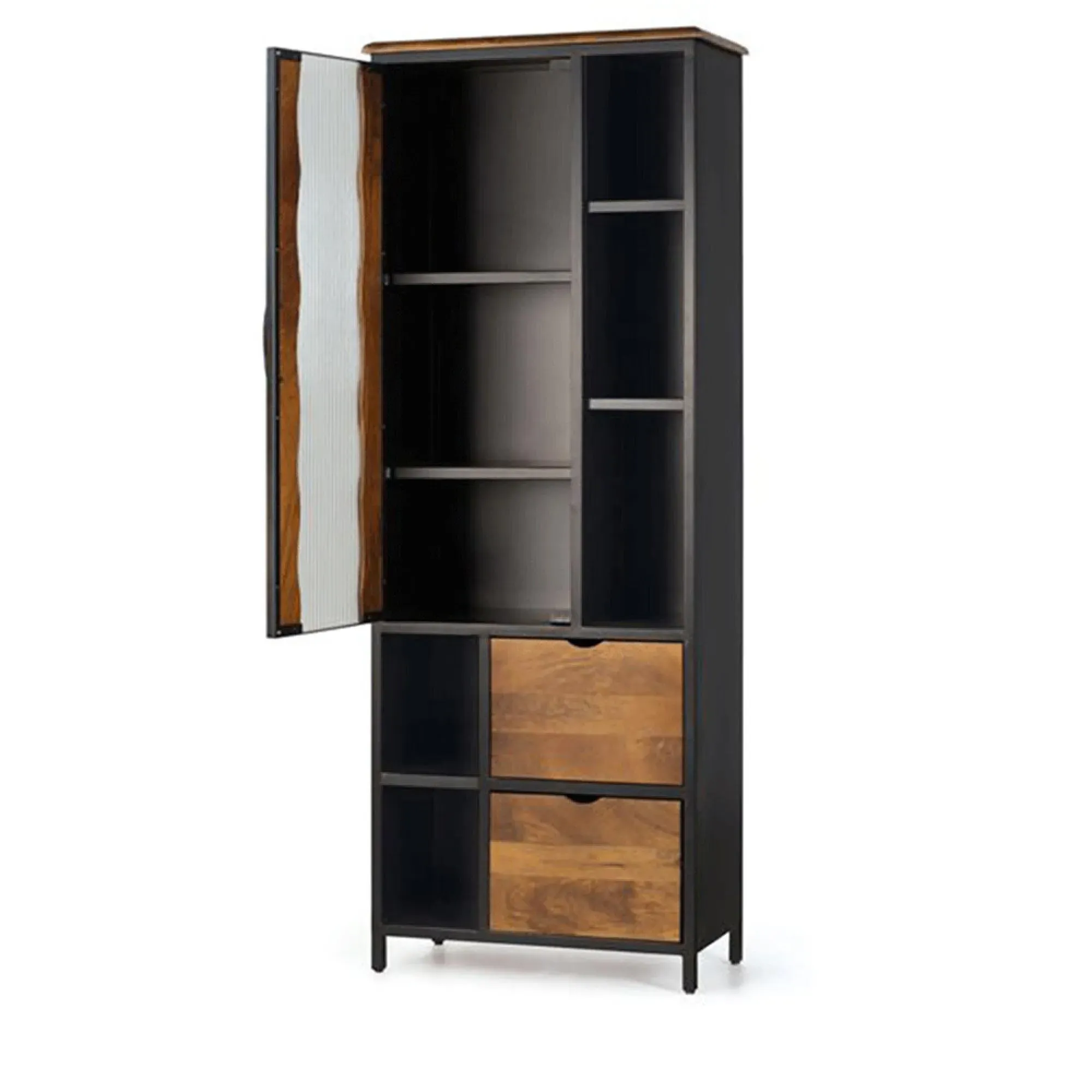 Brescia 1 Door Display Cabinet - Natural, Mango Wood