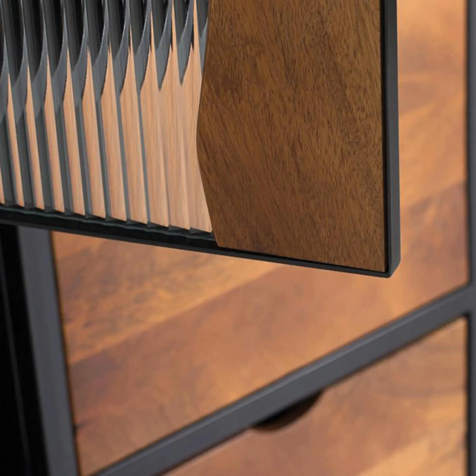 Brescia 1 Door Display Cabinet - Natural, Mango Wood