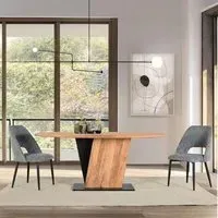 Brescia 6 Seater Pedestal Dining Table - Natural, Acacia Wood