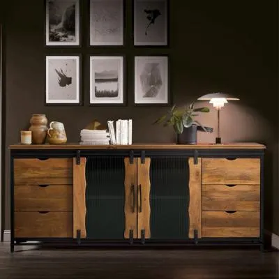 Brescia Industrial Extra Large 2 Door Sideboard - Natural, Mango Wood