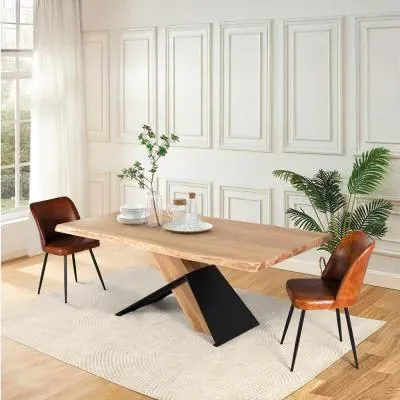 Brindisi 8-Seater Pedestal Dining Table - Natural, Acacia Wood