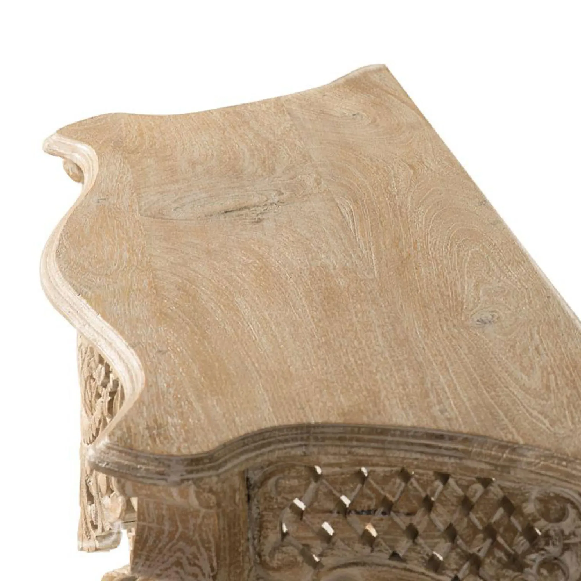 Cagliari Carved Console Table - Aged White, Mango Wood