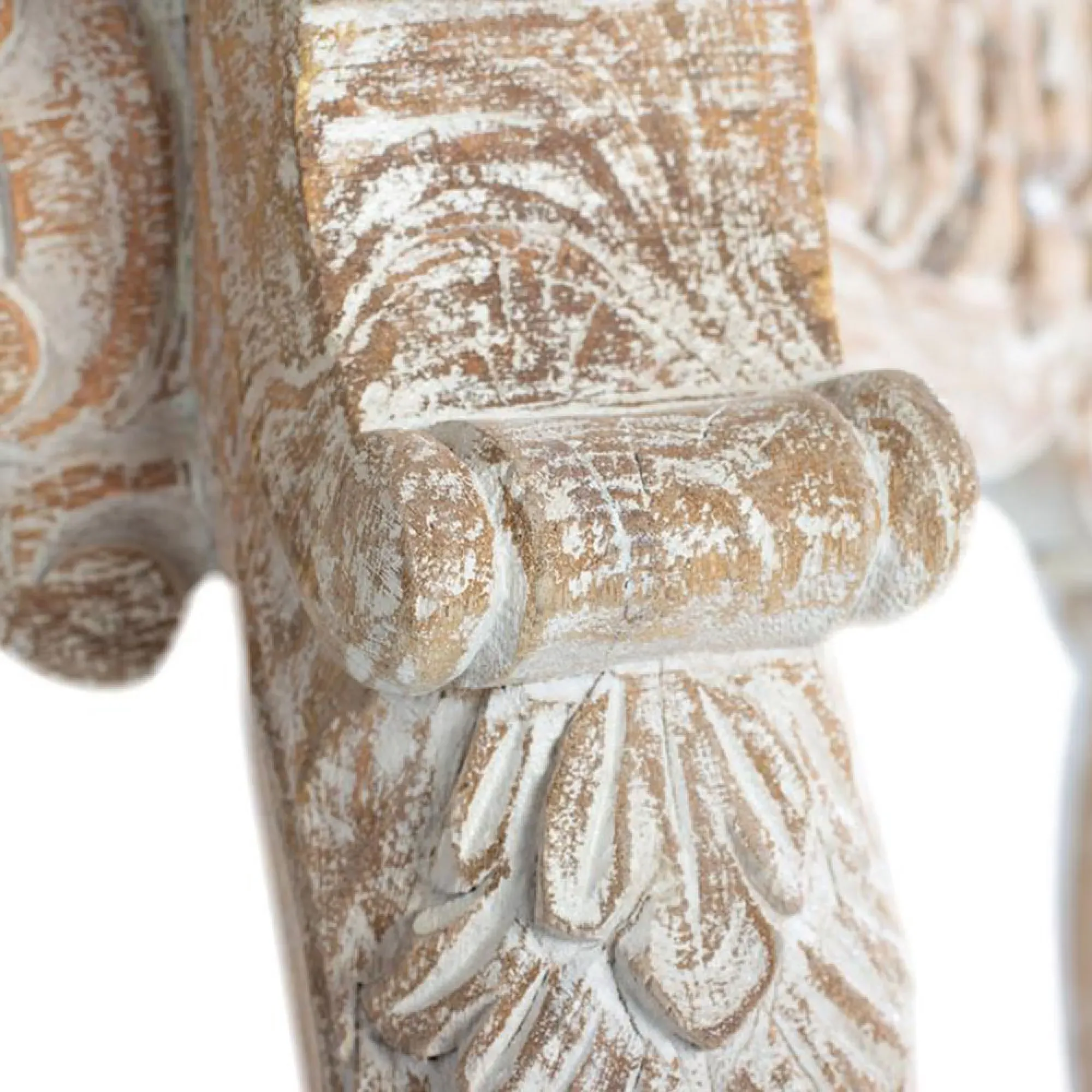 Cagliari Carved Console Table - Aged White, Mango Wood