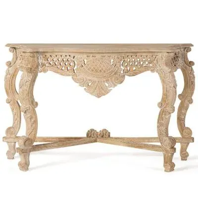Cagliari Carved Console Table - Aged White, Mango Wood image
