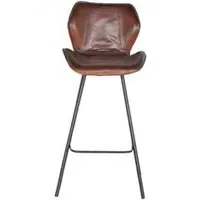 Caiziwan Bar Stool with Back - Brown, Leather