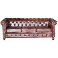 Calistoga 3-Seater Chester Sofa - Brown, Leather
