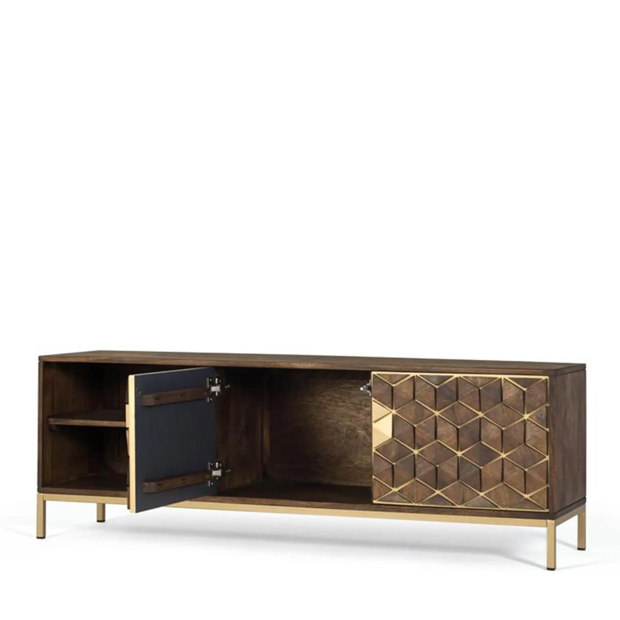 Caltan 2 Door TV Unit - Walnut, Mango Wood