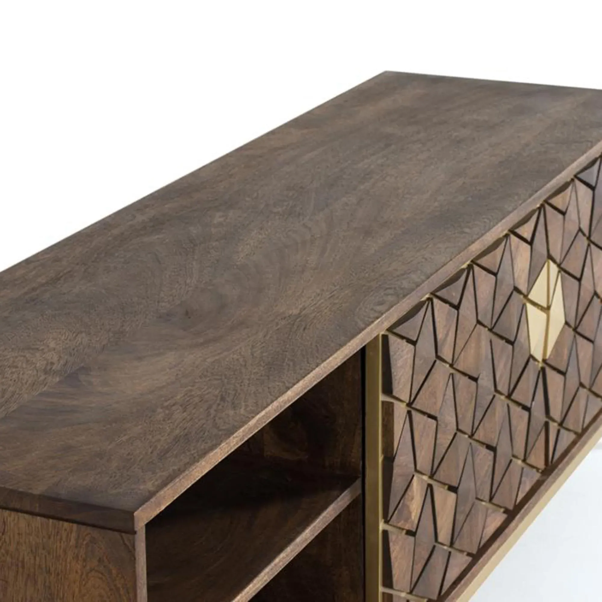 Caltan 2 Door TV Unit - Walnut, Mango Wood