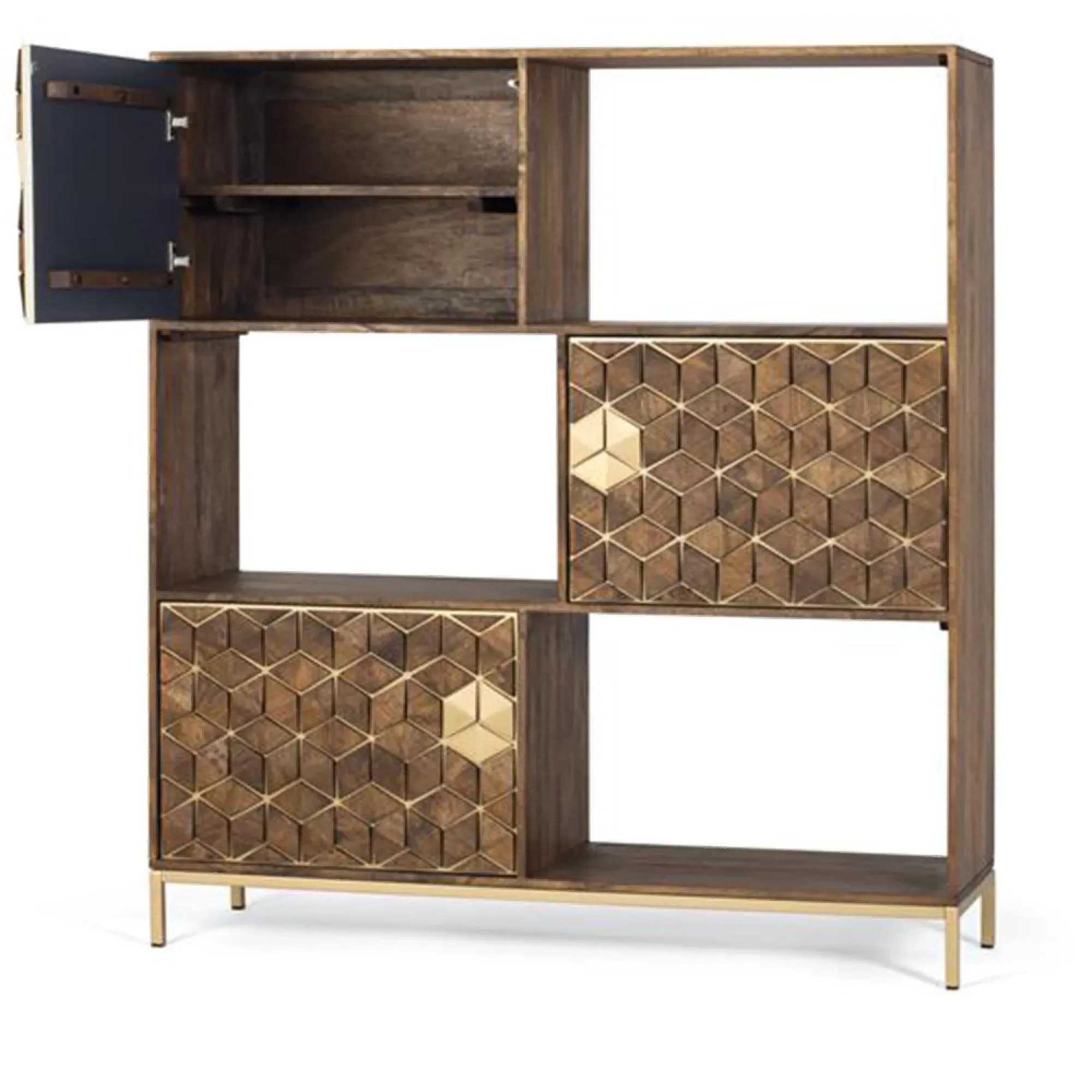 Caltan 3 Door Bookcase - Walnut, Mango Wood