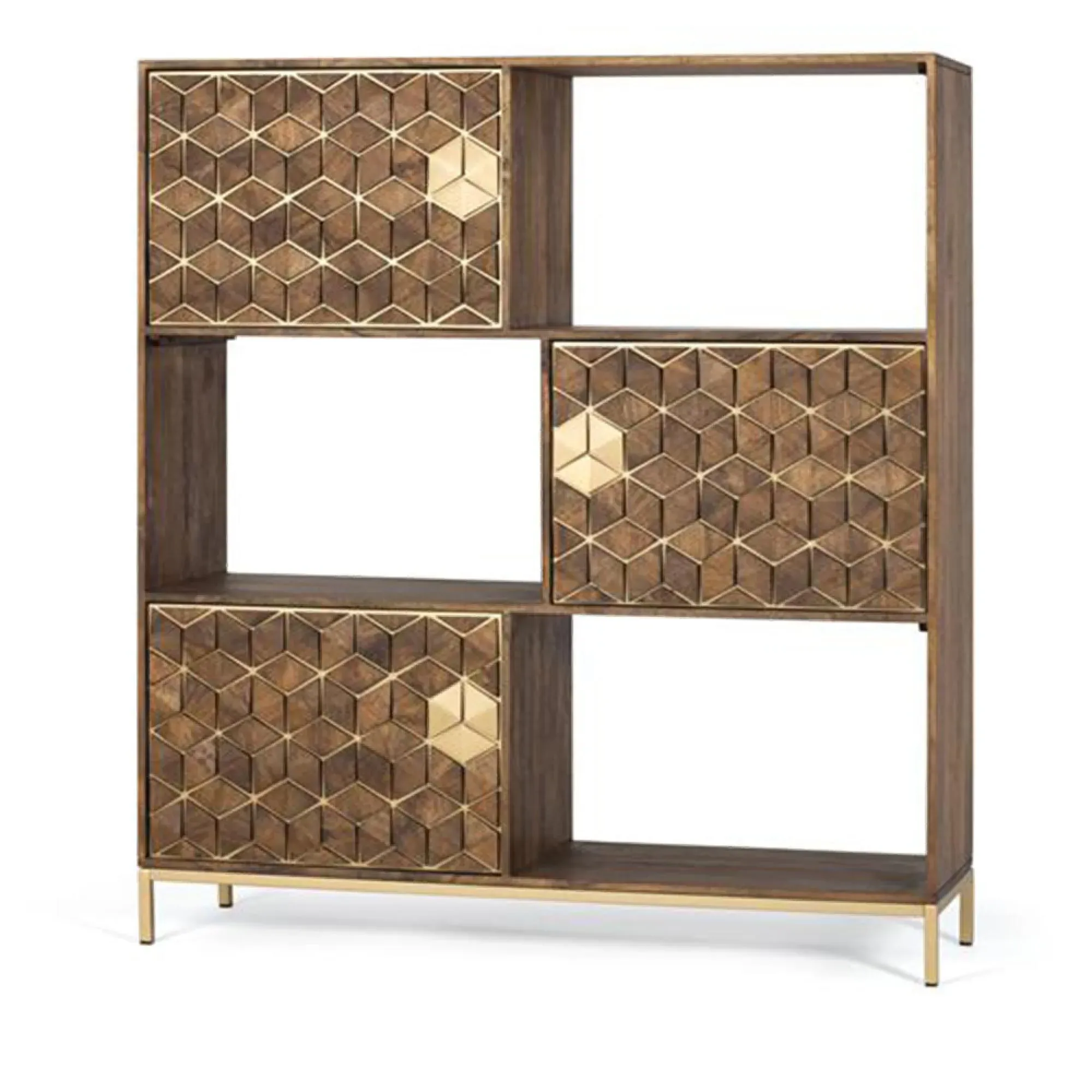 Caltan 3 Door Bookcase - Walnut, Mango Wood