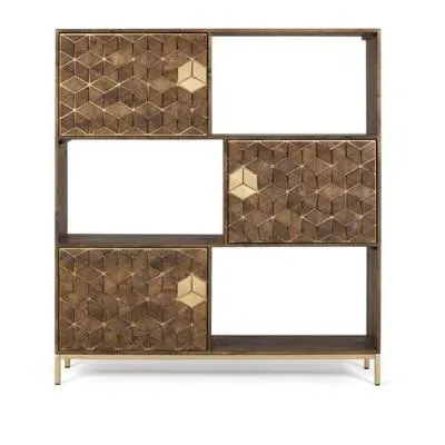 Caltan 3 Door Bookcase - Walnut, Mango Wood