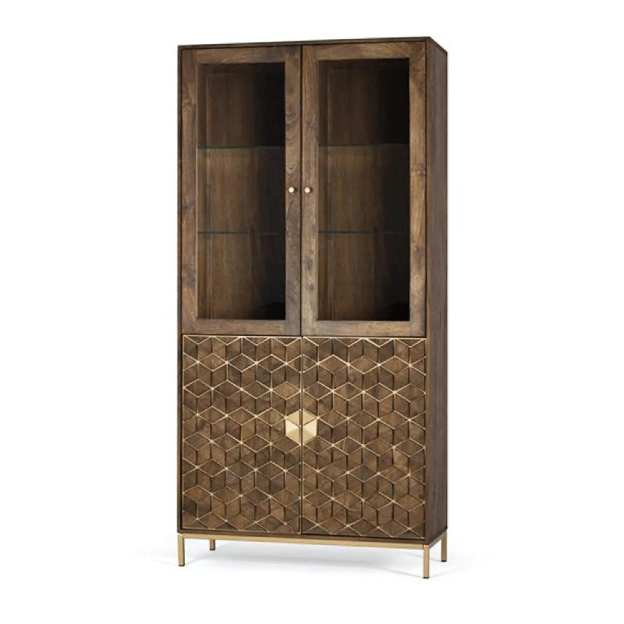 Caltan 4 Door Display Cabinet - Walnut, Mango Wood