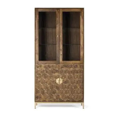 Caltan 4 Door Display Cabinet - Walnut, Mango Wood