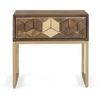 Caltan Geometric 1 Drawer Bedside Cabinet - Walnut, Mango Wood