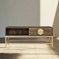Caltan Geometric 1 Drawer Coffee Table - Walnut, Mango Wood