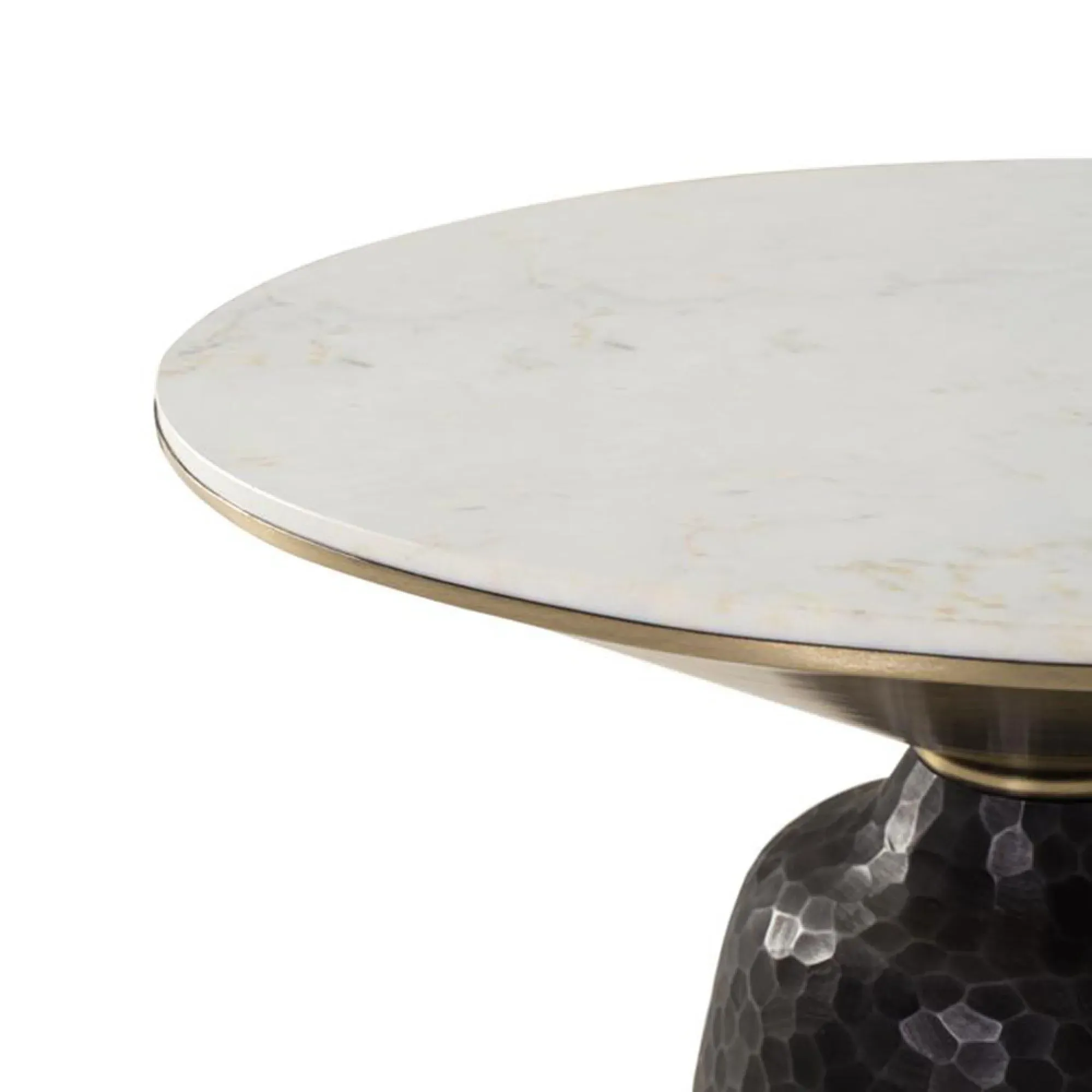 Cardiff Round End Table - White, Marble