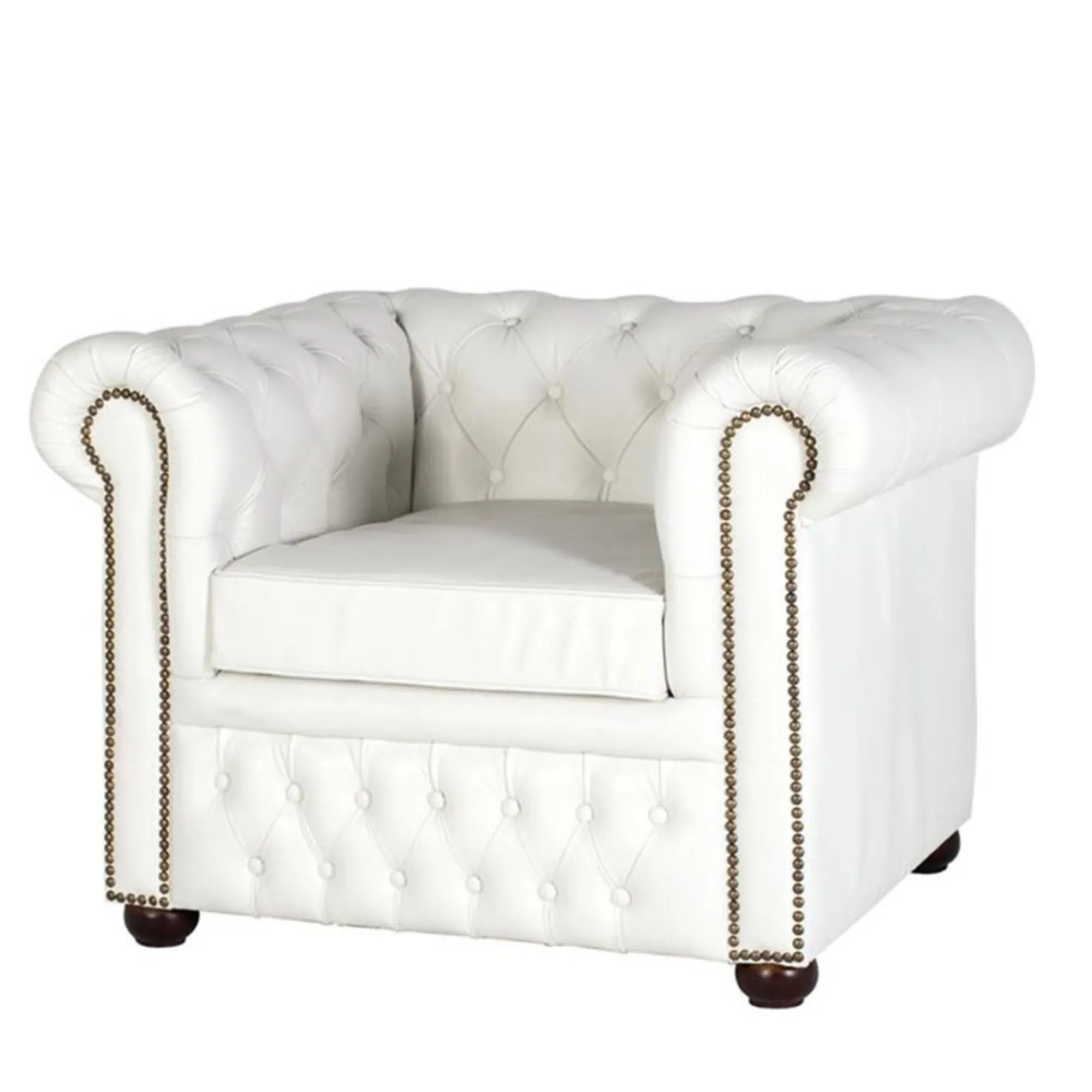 Caserta Chester Armchair - White, Leather