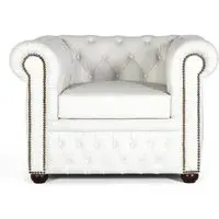 Caserta Chester Armchair - White, Leather