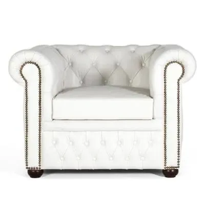 Caserta Chester Armchair - White, Leather image