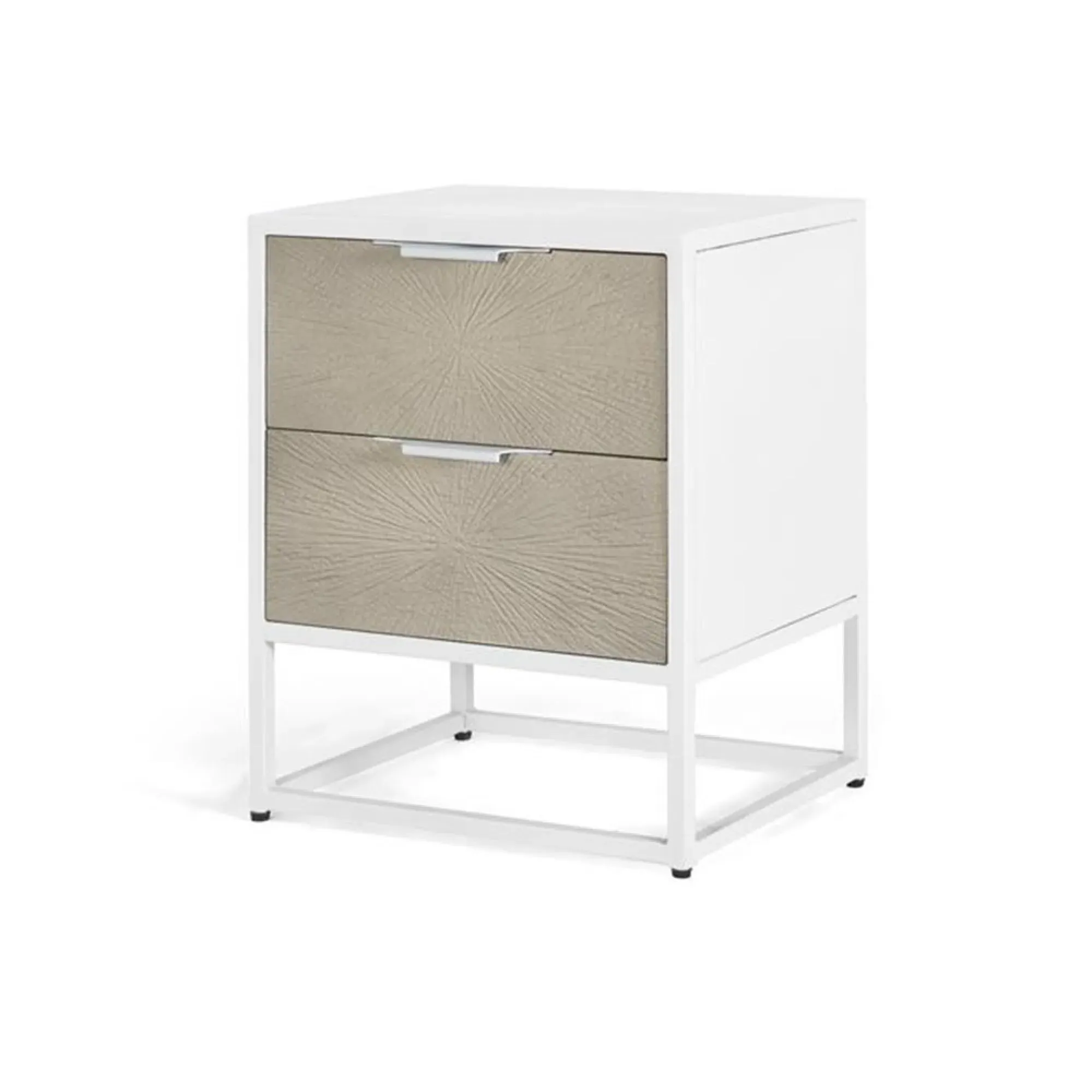 Ceris 2 Drawer Bedside Cabinet - Beige, White