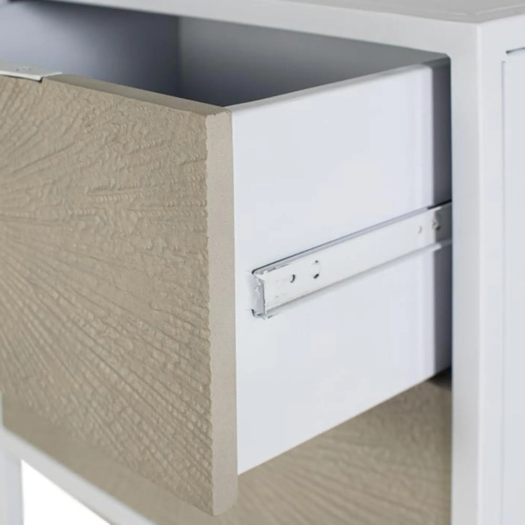 Ceris 2 Drawer Bedside Cabinet - Beige, White