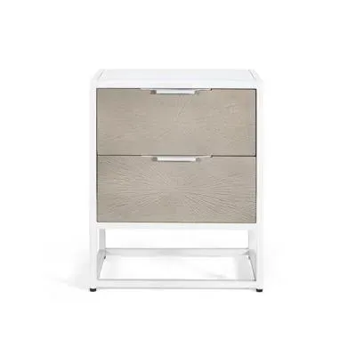 Ceris 2 Drawer Bedside Cabinet - Beige, White image