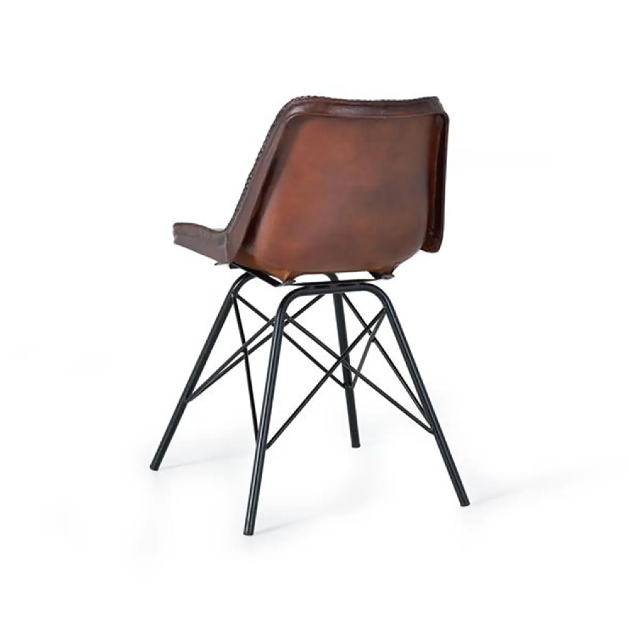 Citrus Industrial Dining Chair Set of 2 - Brown, Leather