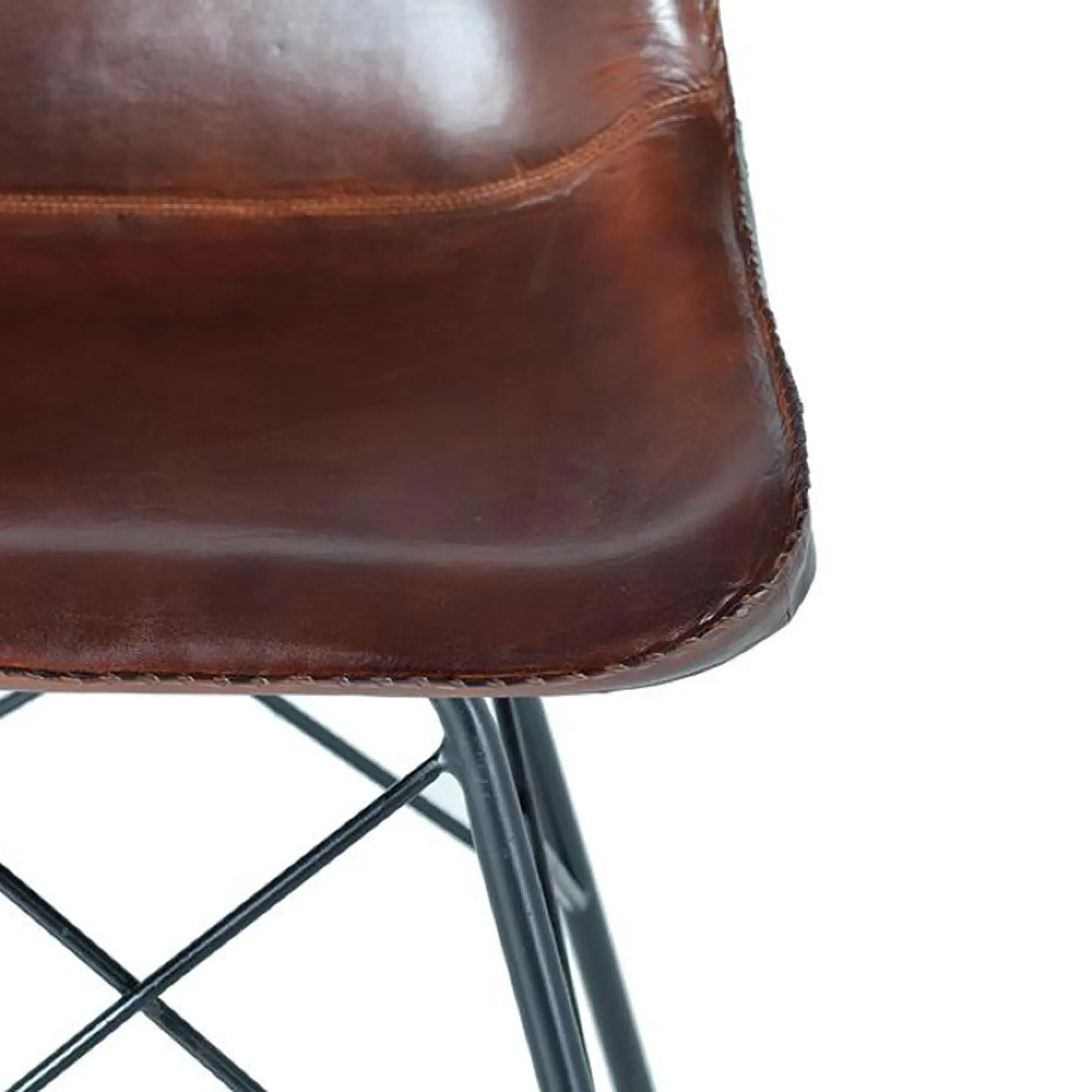Citrus Industrial Dining Chair Set of 2 - Brown, Leather