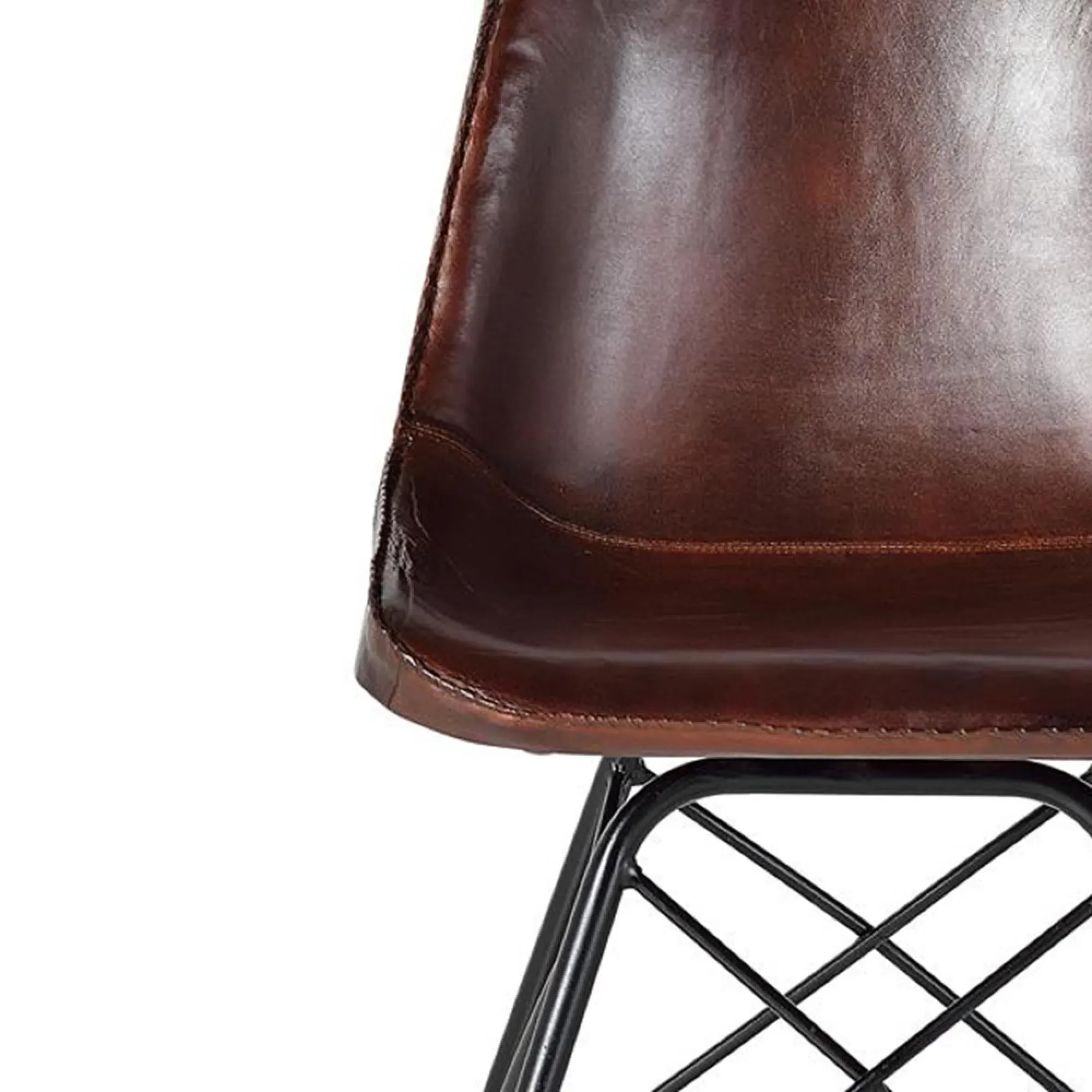 Citrus Industrial Dining Chair Set of 2 - Brown, Leather