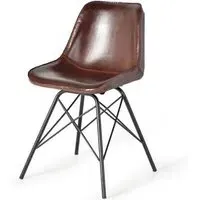 Citrus Industrial Dining Chair Set of 2 - Brown, Leather