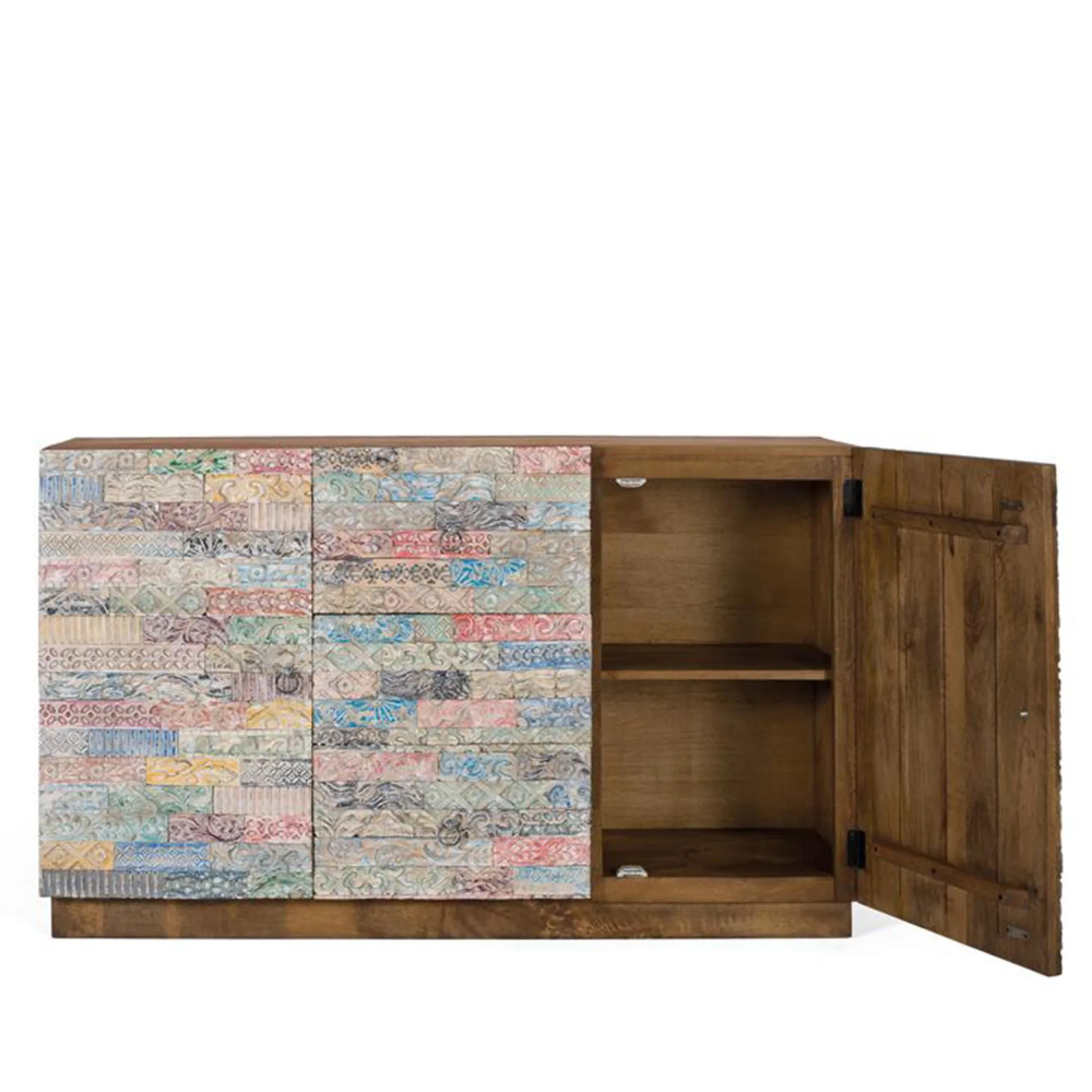 Como 2 Door Medium Sideboard - Natural, Carved Mango Wood