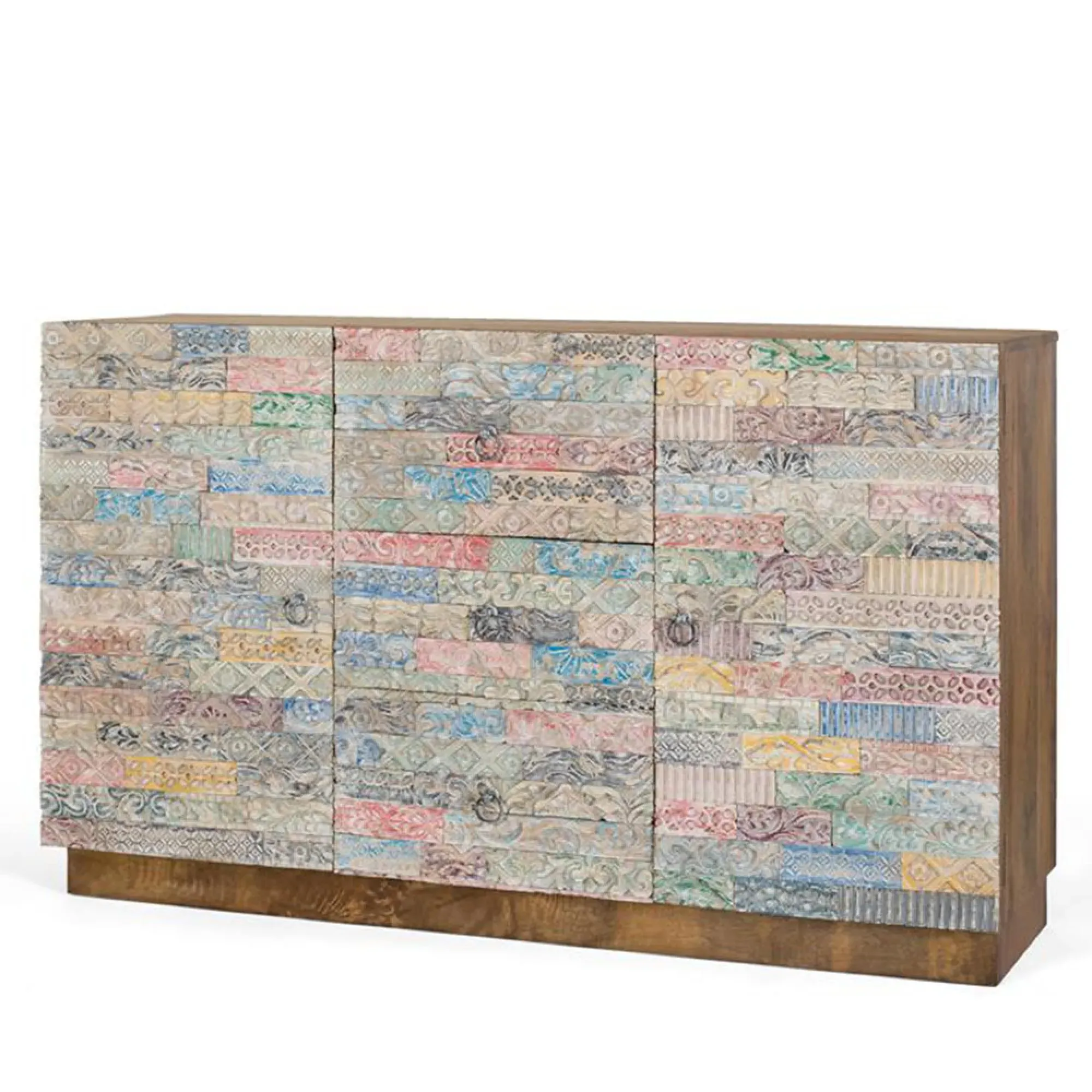 Como 2 Door Medium Sideboard - Natural, Carved Mango Wood