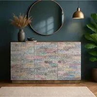 Como 2 Door Medium Sideboard - Natural, Carved Mango Wood