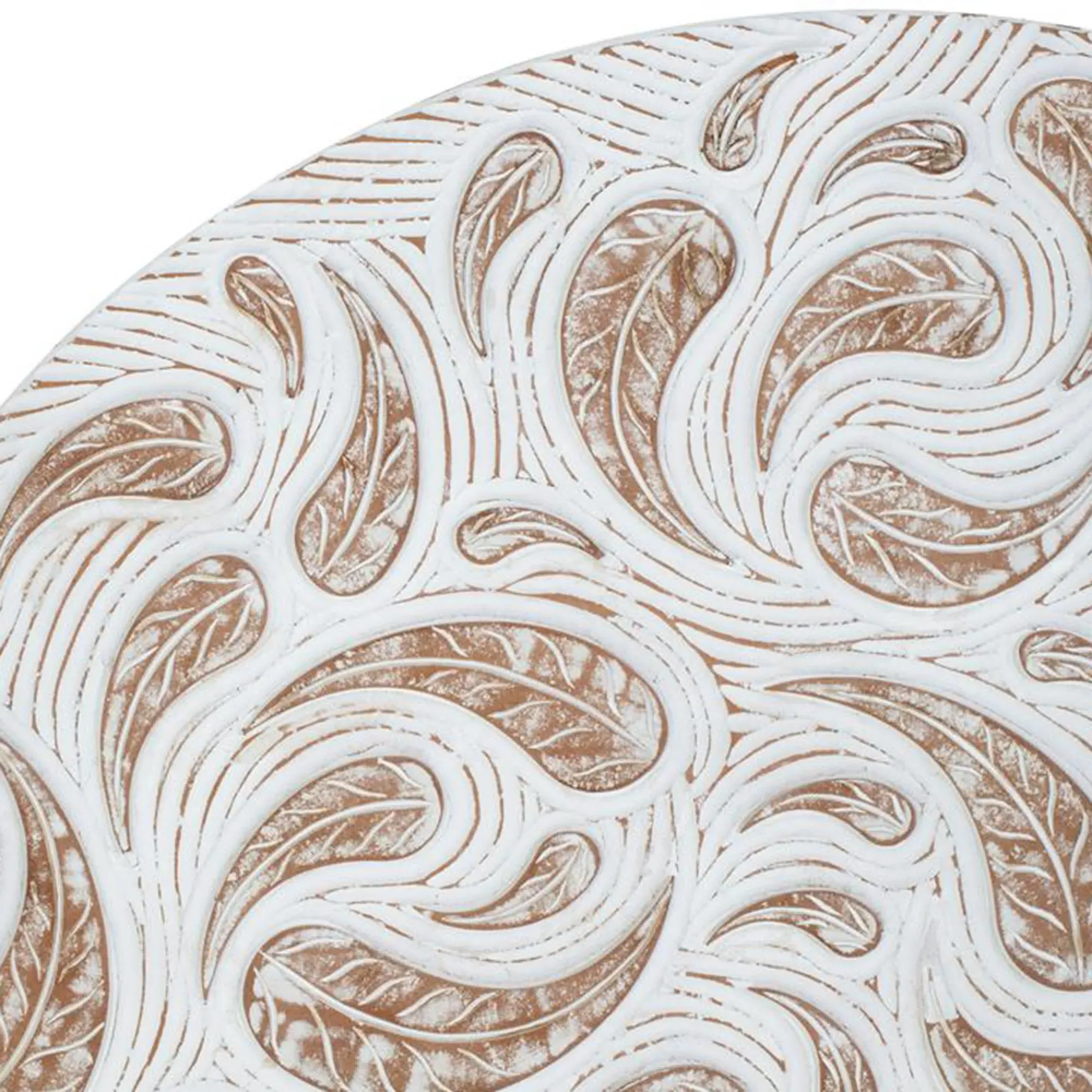 Cricova Round Decorative Panel - Pickled White, Wood