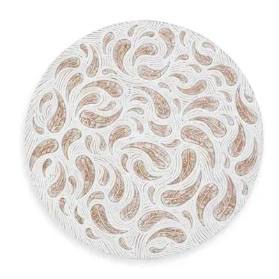 Cricova Round Decorative Panel - Pickled White, Wood image