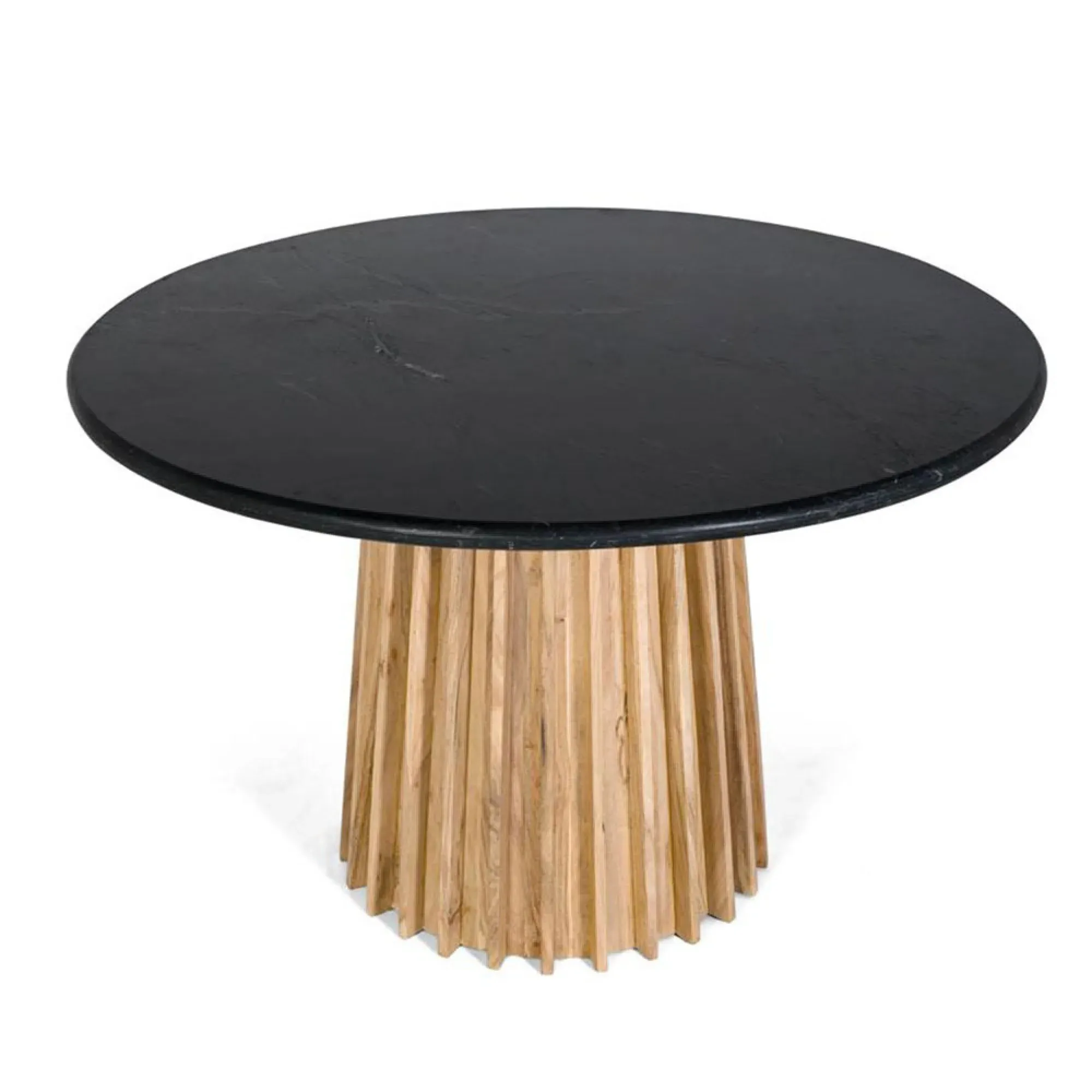 Crotone 4-Seater Round Pedestal Dining Table - Black, Marble