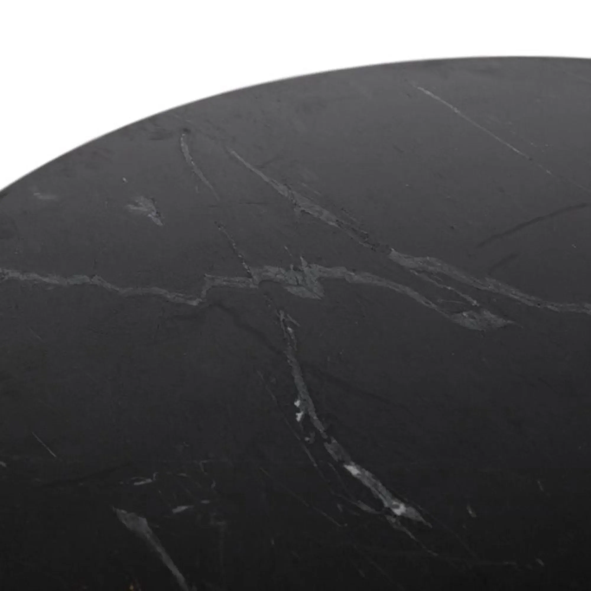 Crotone 4-Seater Round Pedestal Dining Table - Black, Marble