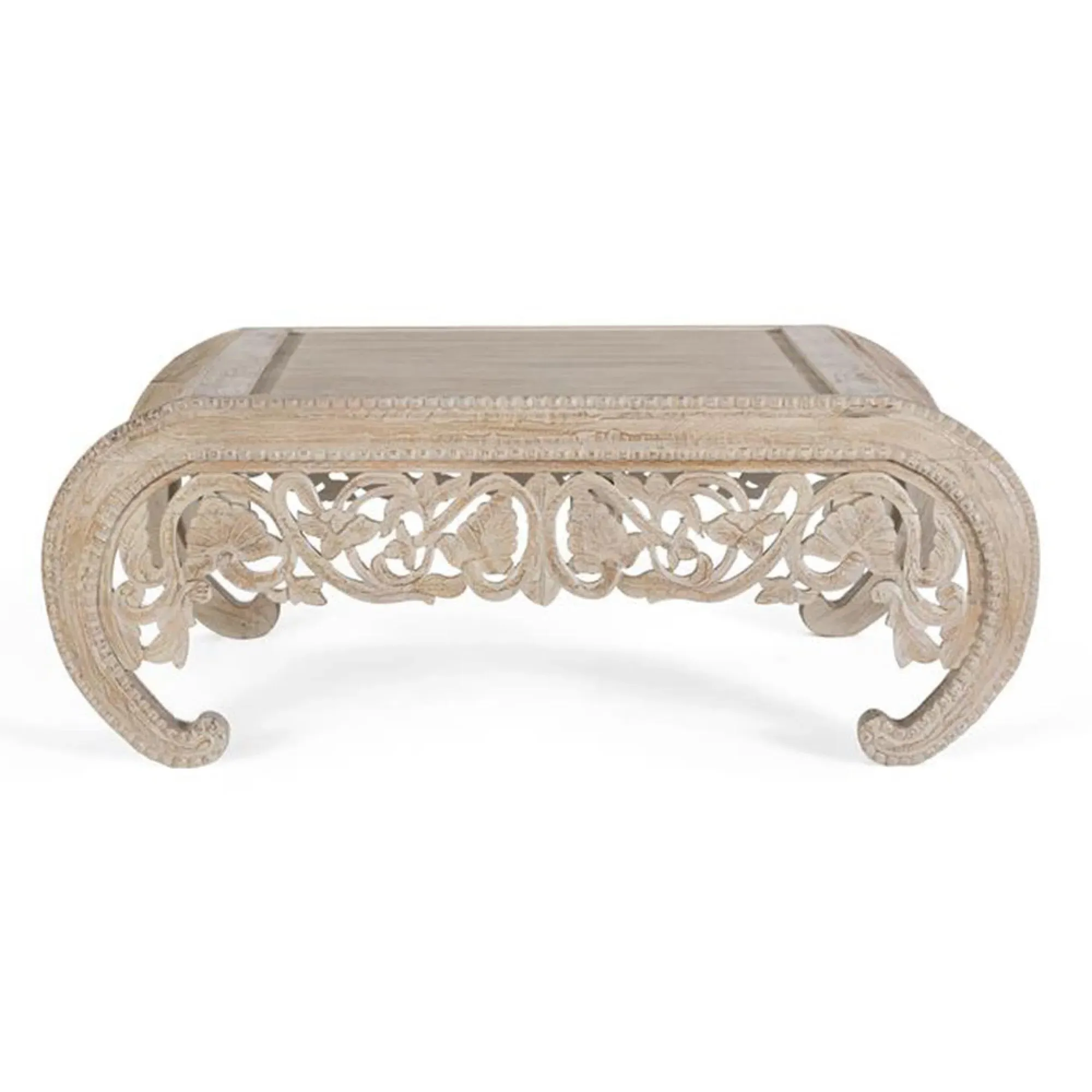 Dale Carved Coffee Table - Decape White, Mango Wood